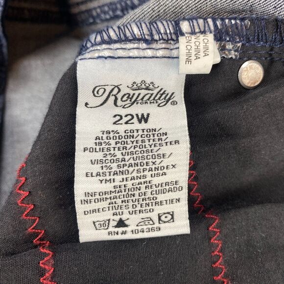 Royalty Skinny Jeans Women's Size 22W Dark Blue Leopard Print Cotton Mid Rise - Picture 6 of 14